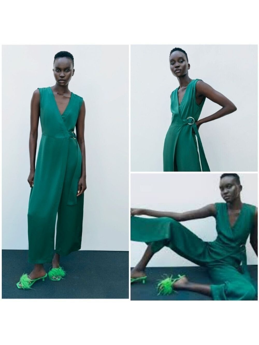 NWT Zara Satin Effect  Sleeveless Jumpsuit, Size XS
